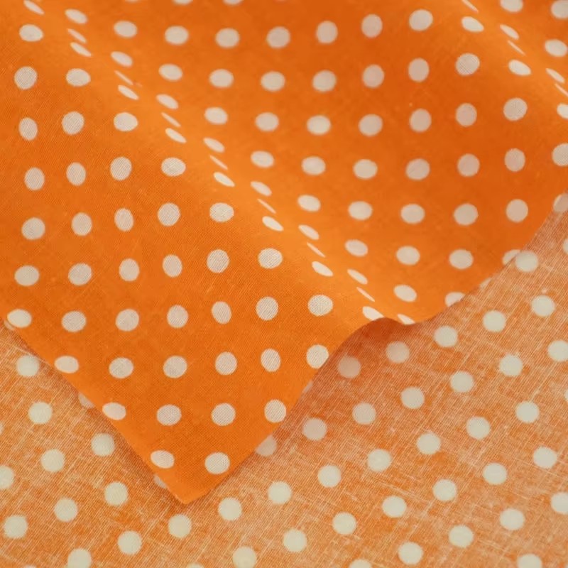 白いオレンジの水玉模様の綿生地,パッチワーク,ホームテキスタ - Home Textiles & Decorations のレビューと価格