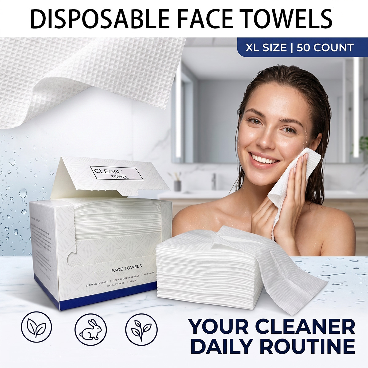 50枚入り使い捨てフェイスタオル　洗顔・メイク落とし　ドライ - Home Textiles Face Towel のレビューと価格