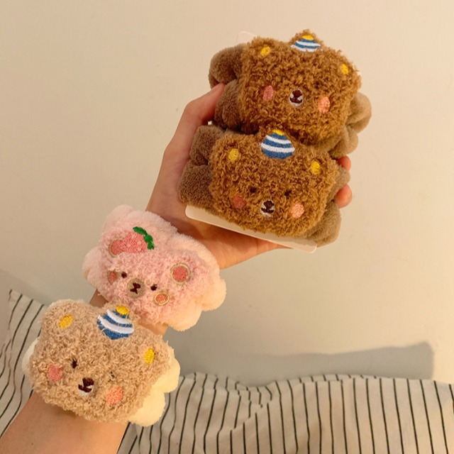 漫画のクマの顔の洗濯と手首のストラップ、柔らかい再利用可能な - Home Textiles Face Towel のレビューと価格